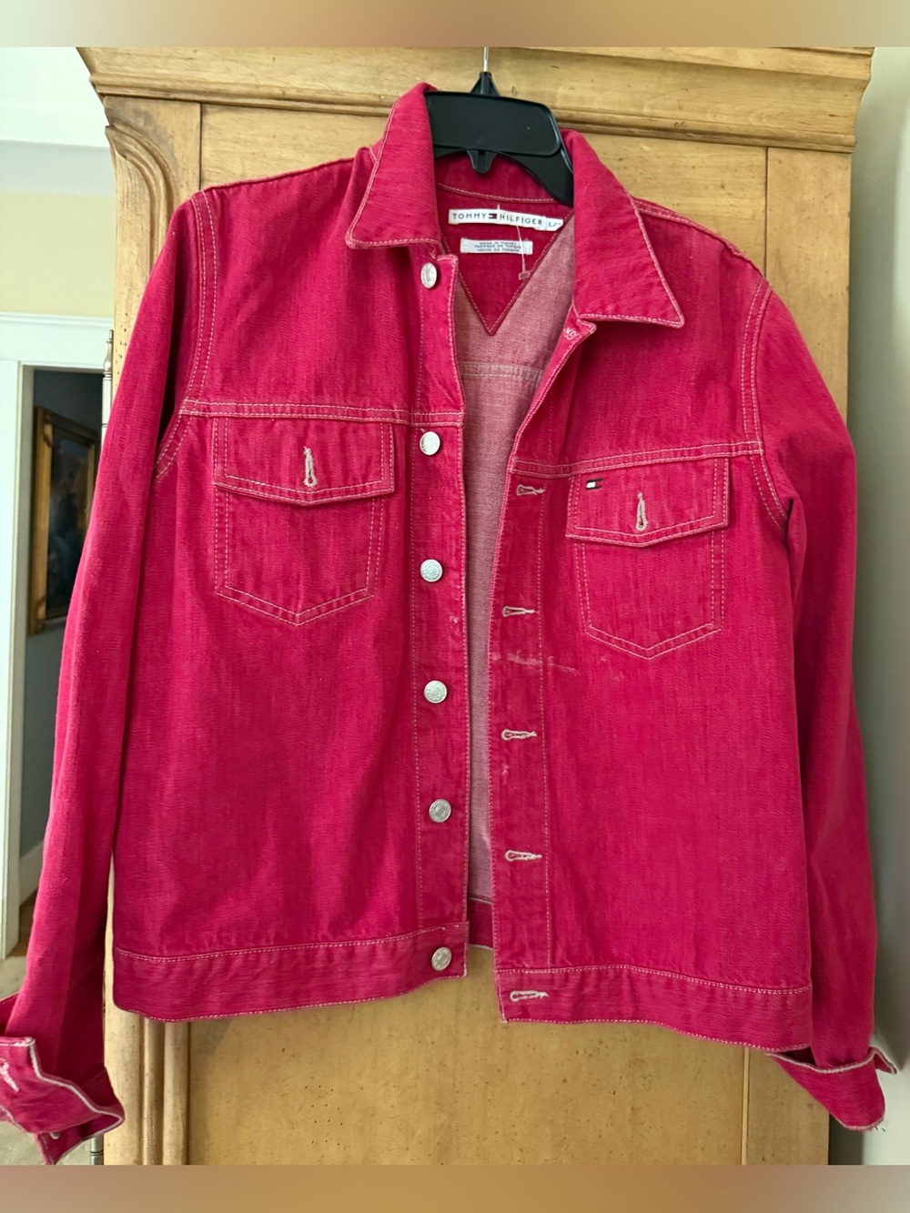 Tommy Hilfiger Red Denim Jacket - Women’s Large
